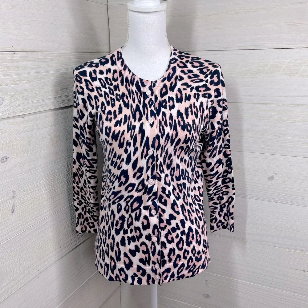 Crown & Ivy Pastel Animal Print Cardigan S FREE SHIP